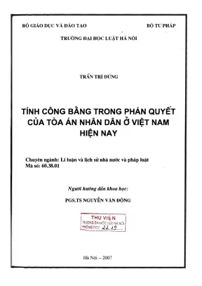 Luận văn thạc sĩ luật học tính công bằng trong phán quyết của toà án nhân dân ở việt nam hiện nay