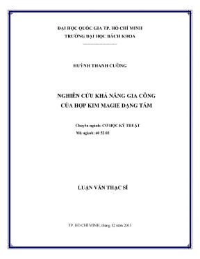 Luận văn thạc sĩ cơ học kỹ thuật nghiên cứu khả năng gia công của hợp kim magie dạng tấm