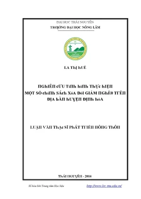 Luận văn nghiên cứu tình hình thực hiện một số chính sách xóa đói giảm nghèo trên địa bàn huyện định hóa