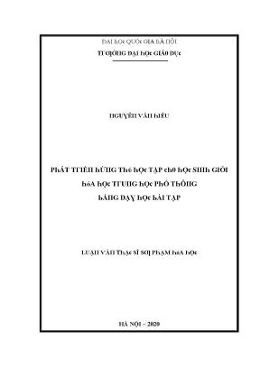 Luận văn phát triển hứng thú học tập cho học sinh giỏi hóa học trung học phổ thông bằng dạy học bài tập