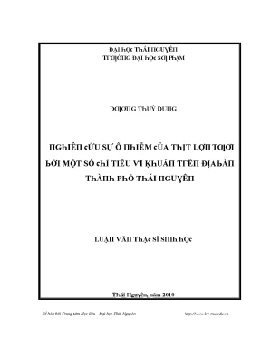 Luận văn nghiên cứu sự ô nhiễm của thịt lợn tươi bởi một số chỉ tiêu vi khuẩn trên địa bàn thành phố thái nguyên