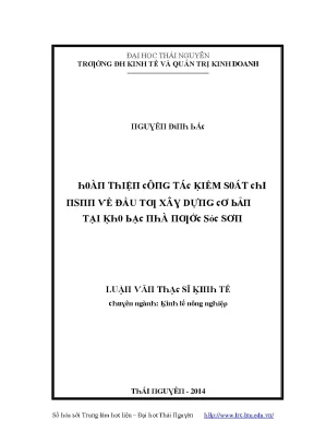 Luận văn hoàn thiện công tác kiểm soát chi nsnn về đầu tư xây dựng cơ bản tại kho bạc nhà nước sóc sơn