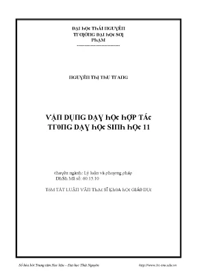 Luận văn vận dụng dạy học hợp tác trong dạy học sinh học 11