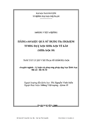 Luận văn nâng cao hiệu quả sử dụng thí nghiệm trong dạy học sinh học tế bào sinh học 10