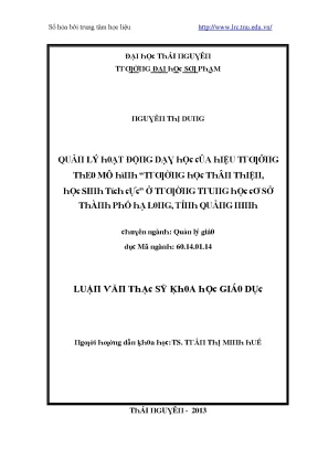 Luận văn quản lý hoạt động dạy học của hiệu trưởng theo mô hình trường học thân thiện học sinh tích cực ở trường trung học cơ sở thành phố hạ long tỉnh quảng ninh