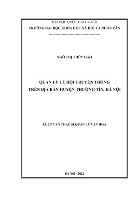 Luận văn thạc sĩ quản lý văn hóa quản lý lễ hội truyền thống trên địa bàn huyện thường tín hà nội