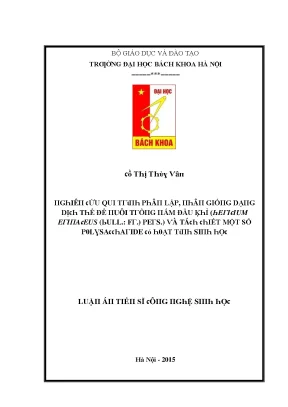 Luận văn nghiên cứu quy trình phân lập nhân giống dạng dịch thể để nuôi trồng nấm đầu khỉ hericium erinaceus bull fr pers và tách chiết một số polysaccharide có hoạt tính sinh học