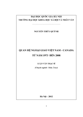 Luận văn thạc sĩ quan hệ ngoại giao việt nam canada từ năm 1973 đến 2008