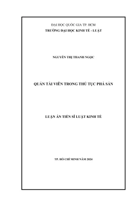 Luận án tiến sĩ luật kinh tế quản tài viên trong thủ tục phá sản