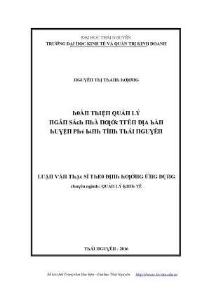 Luận văn hoàn thiện quản lý ngân sách nhà nước trên địa bàn huyện phú bình tỉnh thái nguyên