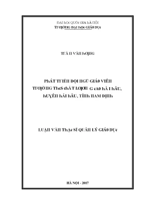Luận văn phát triển đội ngũ giáo viên trường thcs chất lượng cao hải hậu huyện hải hậu tỉnh nam định