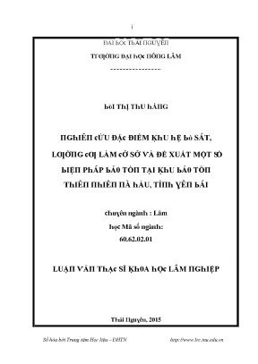 Luận văn nghiên cứu đặc điểm khu hệ bò sát lưỡng cư làm cơ sở và đề xuất một số biện pháp bảo tồn tại khu bảo tồn thiên nhiên nà hẩu tỉnh yên bái