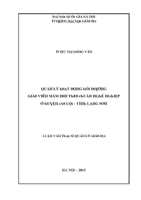 Luận văn quản lý hoạt động bồi dưỡng giáo viên mầm non theo chuẩn nghề nghiệp ở huyện cao lộc tỉnh lạng sơn