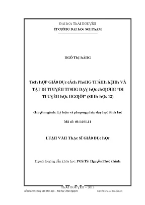 Luận văn tích hợp giáo dục cách phòng tránh bệnh và tật di truyền trong dạy học chương