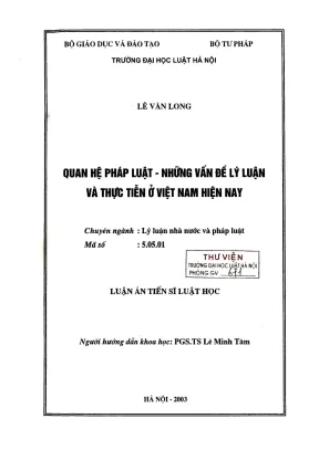 Luận án tiến sĩ luật học quan hệ pháp luật những vấn đề lý luận và thực tiễn ở việt nam hiện nay