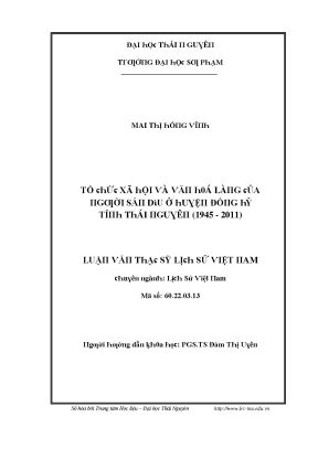 Luận văn tổ chức xã hội và văn hóa làng của người sán dìu ở huyện đồng hỷ tỉnh thái nguyên 1945 2011