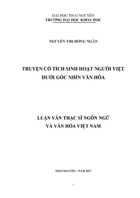 Luận văn truyện cổ tích sinh hoạt người việt dưới góc nhìn văn hóa