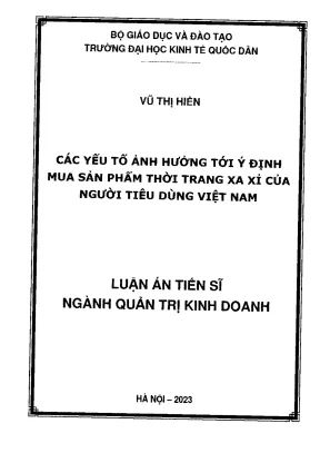 Luận văn các yếu tố ảnh hưởng tới ý định mua sản phẩm thời trang xa xỉ của người tiêu dùng việt nam