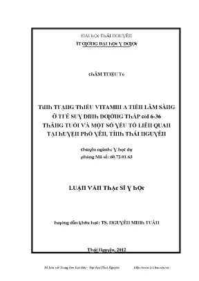 Luận văn tình trạng thiếu vitamin a tiền lâm sàng ở trẻ suy dinh dưỡng thấp còi 6 36 tháng tuổi và một số yếu tố liên quan tại huyện phổ yên tỉnh thái nguyên