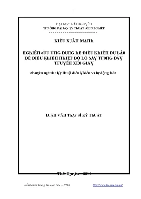 Luận văn nghiên cứu ứng dụng hệ điều khiển dự báo để điều khiển nhiệt độ lô sấy trong dây truyền xeo giấy