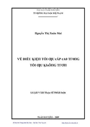 Luận văn về điều kiện tối ưu cấp cao trong tối ưu không trơn