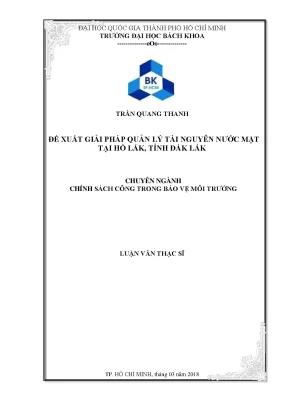 Luận văn thạc sĩ chính sách công đề xuất giải pháp quản lý tài nguyên nước mặt tại hồ lắk tỉnh đắk lắk