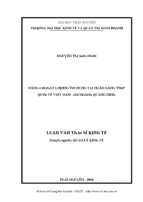 Luận văn nâng cao chất lượng tín dụng tại ngân hàng thương mại cổ phần quốc tế việt nam chi nhánh quảng ninh