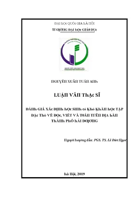 Luận văn đánh giá xác định học sinh có khó khăn học tập đặc thù về đọc viết và toán trên địa bàn thành phố hải dương