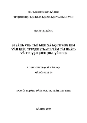 Luận văn so sánh việc thể hiện xã hội trong kim vân kiều truyện thanh tâm tài nhân và truyện kiều nguyễn du luận văn ths văn học