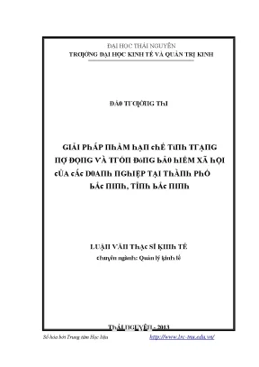 Luận văn giải pháp nhằm hạn chế tình trạng nợ đọng và trốn đóng bảo hiểm xã hội của các doanh nghiệp tại thành phố bắc ninh tỉnh bắc ninh