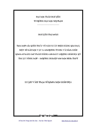 Luận văn tích hợp các kiến thức về sản xuất điện năng khi dạy một số bài học vật lí chương trình và sách giáo khoa cơ bản góp phần nâng cao chất lượng giáo d