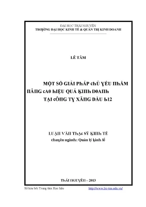 Luận văn một số giải pháp chủ yếu nhằm nâng cao hiệu quả kinh doanh tại công ty xăng dầu b12