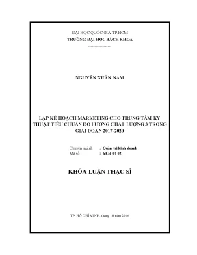 Luận văn thạc sĩ quản trị kinh doanh lập kế hoạch marketing cho trung tâm kỹ thuật tiêu chuẩn đo lường chất lượng 3 trong giai đoạn 2017 2020