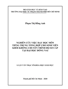 Luận văn thạc sĩ lý luận và phương pháp dạy học môn tiếng trung nghiên cứu việc dạy học môn tiếng trung tổng hợp cho sinh viên khối không chuyên trình độ sơ cấp tại đại học đồng nai