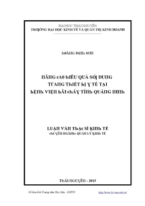 Luận văn nâng cao hiệu quả sử dụng trang thiết bị y tế tại bệnh viện bãi cháy tỉnh quảng ninh