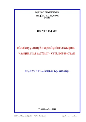 Luận văn tổ chức dạy học dự án một số kiến thức chương các định luật bảo toàn vật lý lớp 10 cơ bản