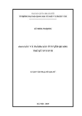Luận văn chúa bầu và thành bầu ở tuyên quang thế kỷ xvi xvii