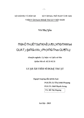 Luận văn nghệ thuật sân khấu cải lương nam bộ qua tác động của các phương thức quản lý