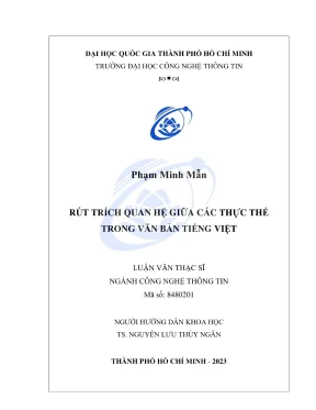 Luận văn thạc sĩ công nghệ thông tin rút trích quan hệ giữa các thực thể trong văn bản tiếng việt