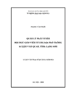 Luận văn quản lý phát triển đội ngũ giáo viên trung học phổ thông huyện văn quan tỉnh lạng sơn