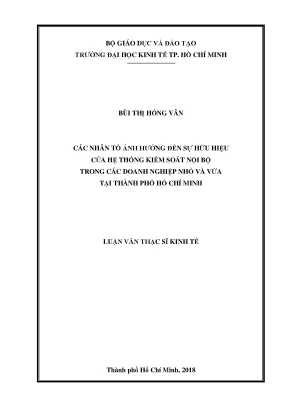 Luận văn các nhân tố ảnh hưởng đến sự hữu hiệu của hệ thống kiểm soát nội bộ trong các doanh nghiệp nhỏ và vừa tại tp hồ chí minh
