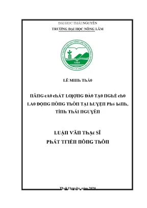 Luận văn nâng cao chất lượng đào tạo nghề cho lao động nông thôn tại huyện phú bình tỉnh thái nguyên