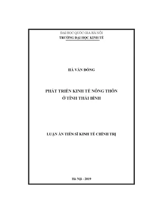 Luận án tiến sĩ phát triển kinh tế nông thôn ở tỉnh thái bình