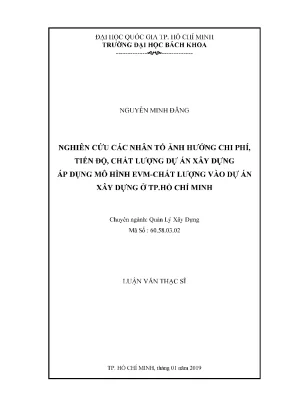 Luận văn thạc sĩ quản lý xây dựng nghiên cứu các nhân tố ảnh hưởng chi phí tiến độ chất lượng dự án xây dựng áp dụng mô hình evm chất lượng vào dự án xây dựng ở tp hồ chí minh