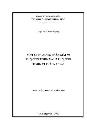 Luận văn một số phương pháp giải số phương trình và hệ phương trình vi phân cấp cao