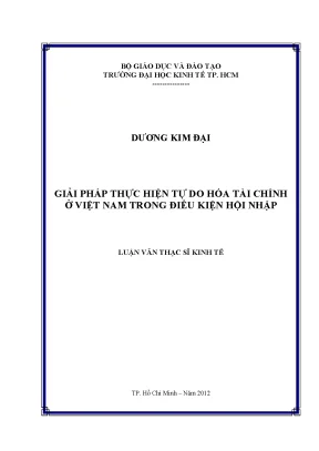 Luận văn giải pháp thực hiện tự do hóa tài chính ở việt nam trong điều kiện hội nhập