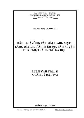 Luận văn đánh giá công tác giải phóng mặt bằng của 02 dự án trên địa bàn huyện phúc thọ thành phố hà nội