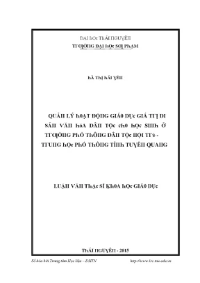 Luận văn quản lý hoạt động giáo dục giá trị di sản văn hoá dân tộc cho học sinh ở trường pt dân tộc nội trú thpt tỉnh tuyên quang