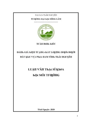 Luận văn đánh giá hiện trạng chất lượng nước dưới đất khu vực phía nam tỉnh thái nguyên