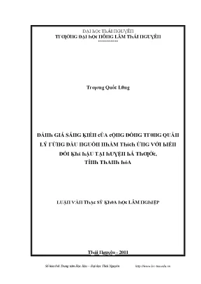 Luận văn đánh giá sáng kiến của cộng đồng trong quản lý rừng đầu nguồn nhằm thích ứng với biến đổi khí hậu tại huyện bá thước tỉnh thanh hóa